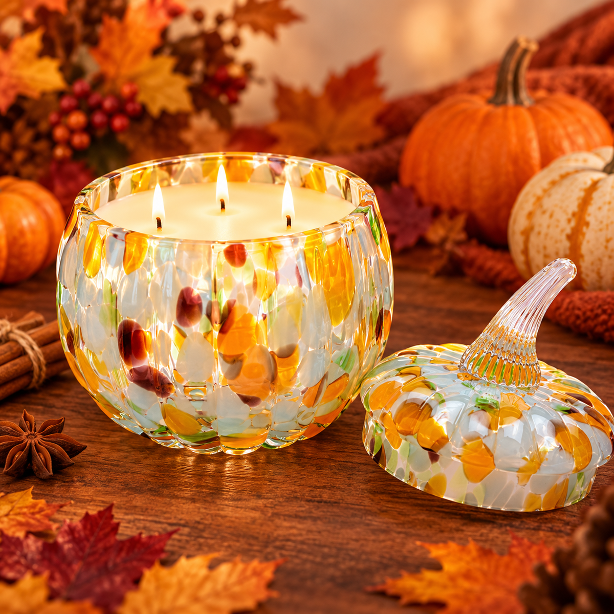 Limited Edition Glass Pumpkin Candle