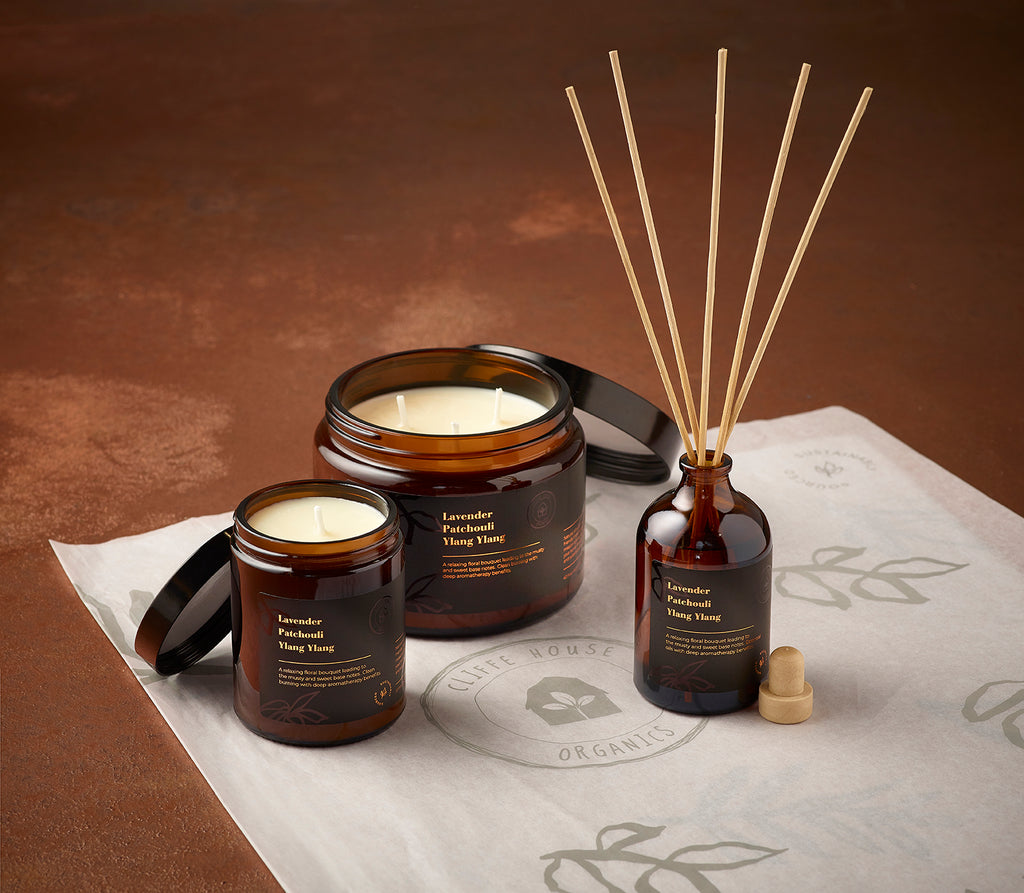 3 Wick Lavender, Ylang Ylang & Patchouli Candle - Cliffe House Organics