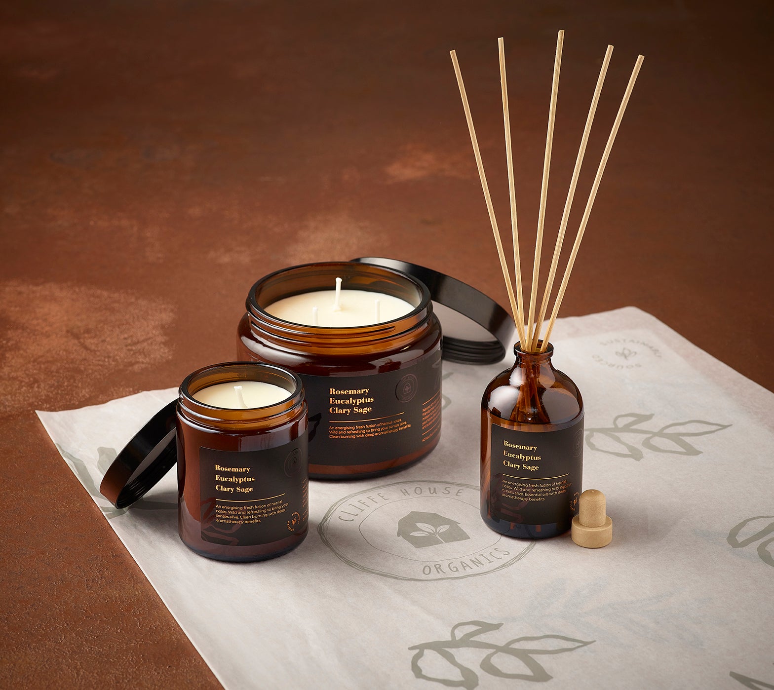Customisable Rosemary, Eucalyptus & Clary Sage Candle - Cliffe House Organics