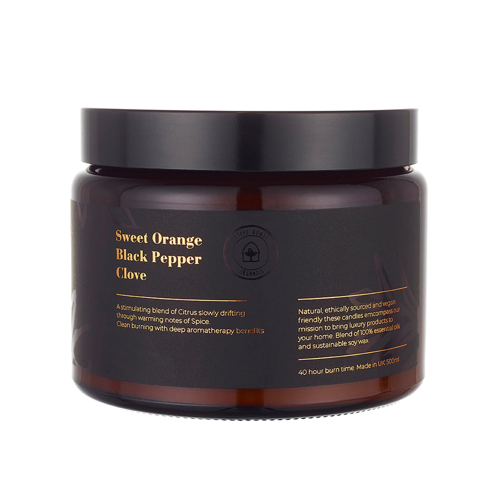 3 Wick Sweet Orange, Black Pepper & Clove Candle - Cliffe House Organics